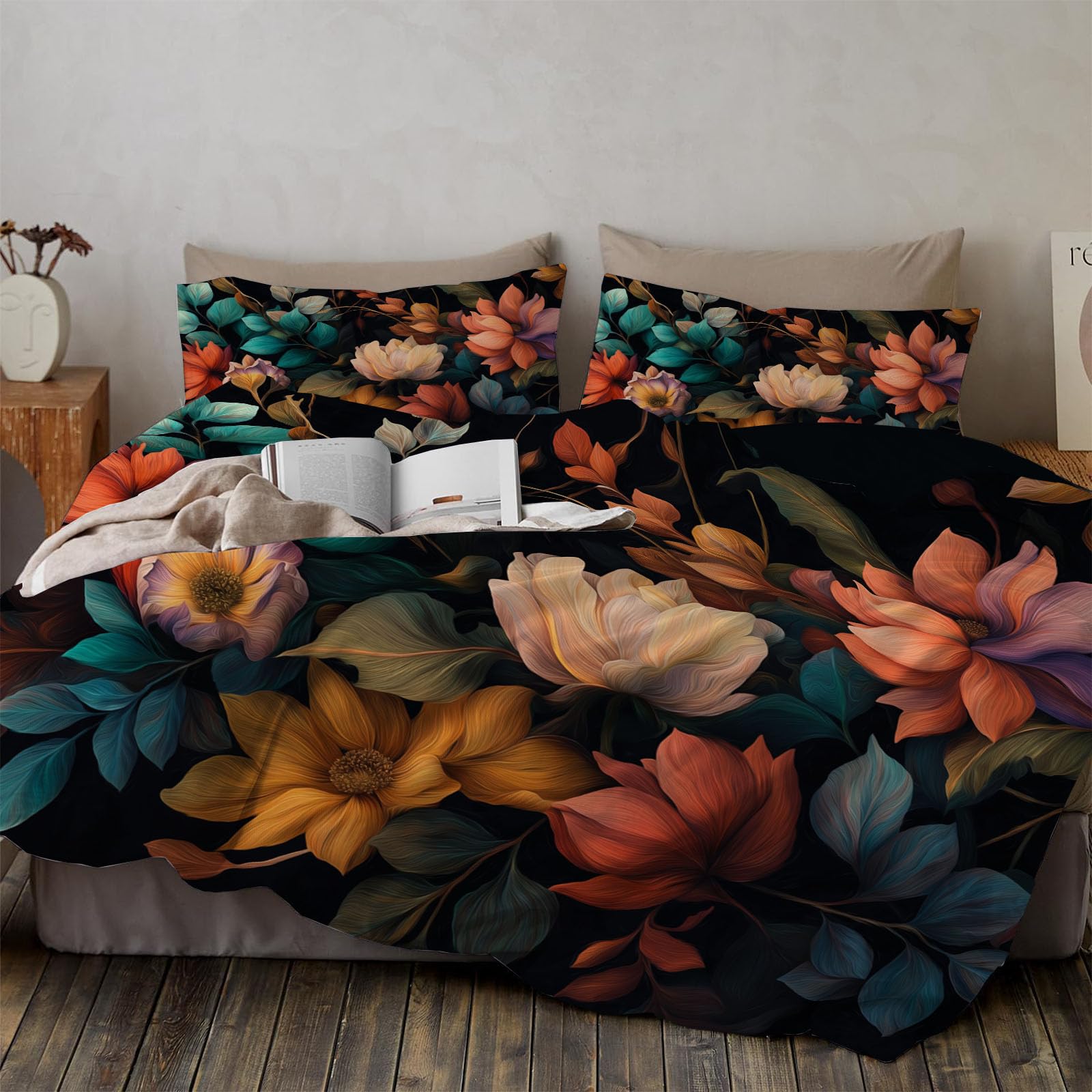 Housse de couette microfibre 220x240cm à fermeture éclair pratique noire
