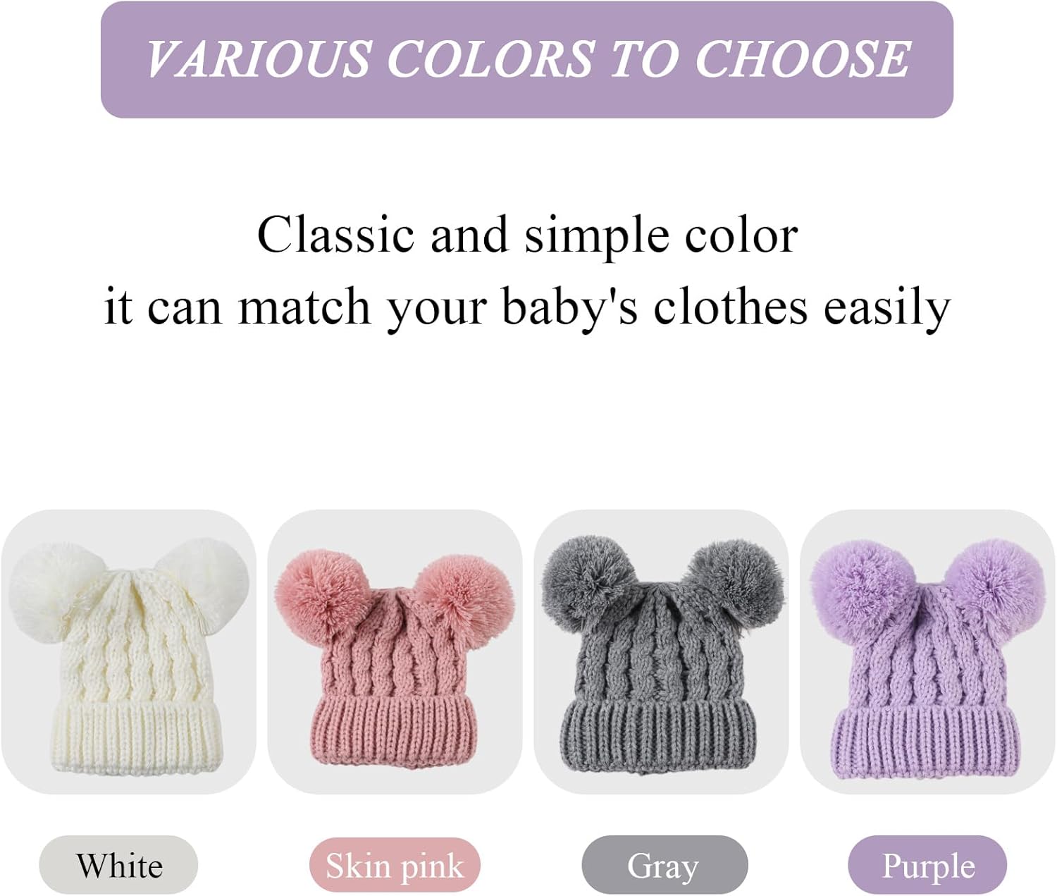 Yuoahcn Baby Girl Beanie Winter Baby Boy Hat with Pom pom Warm Infant Knitted Hats Toddler Kid Beanies - Image 5