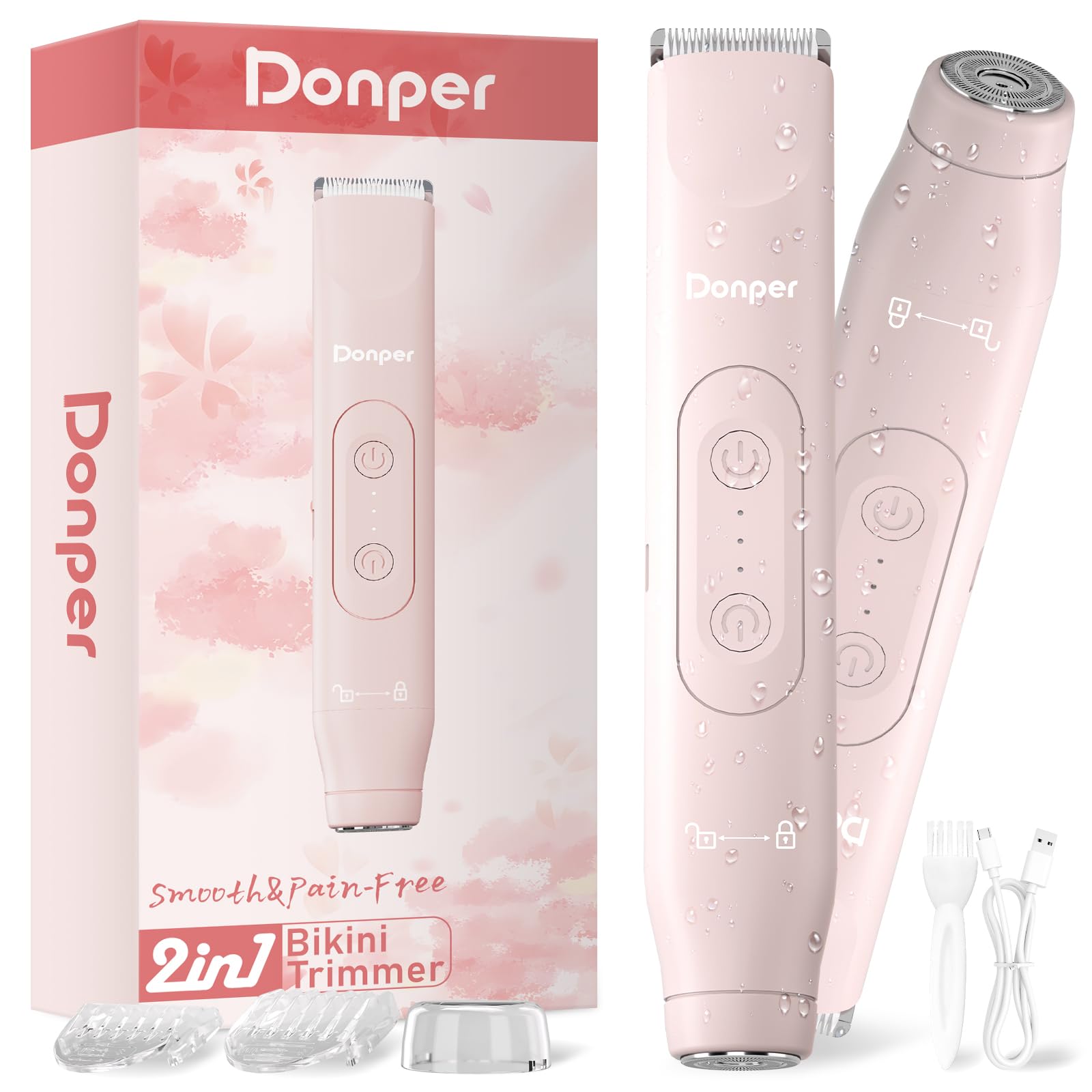 Electric Razor for Women, 2-in-1 Bikini Trimmer, Hypoallergenic Foil