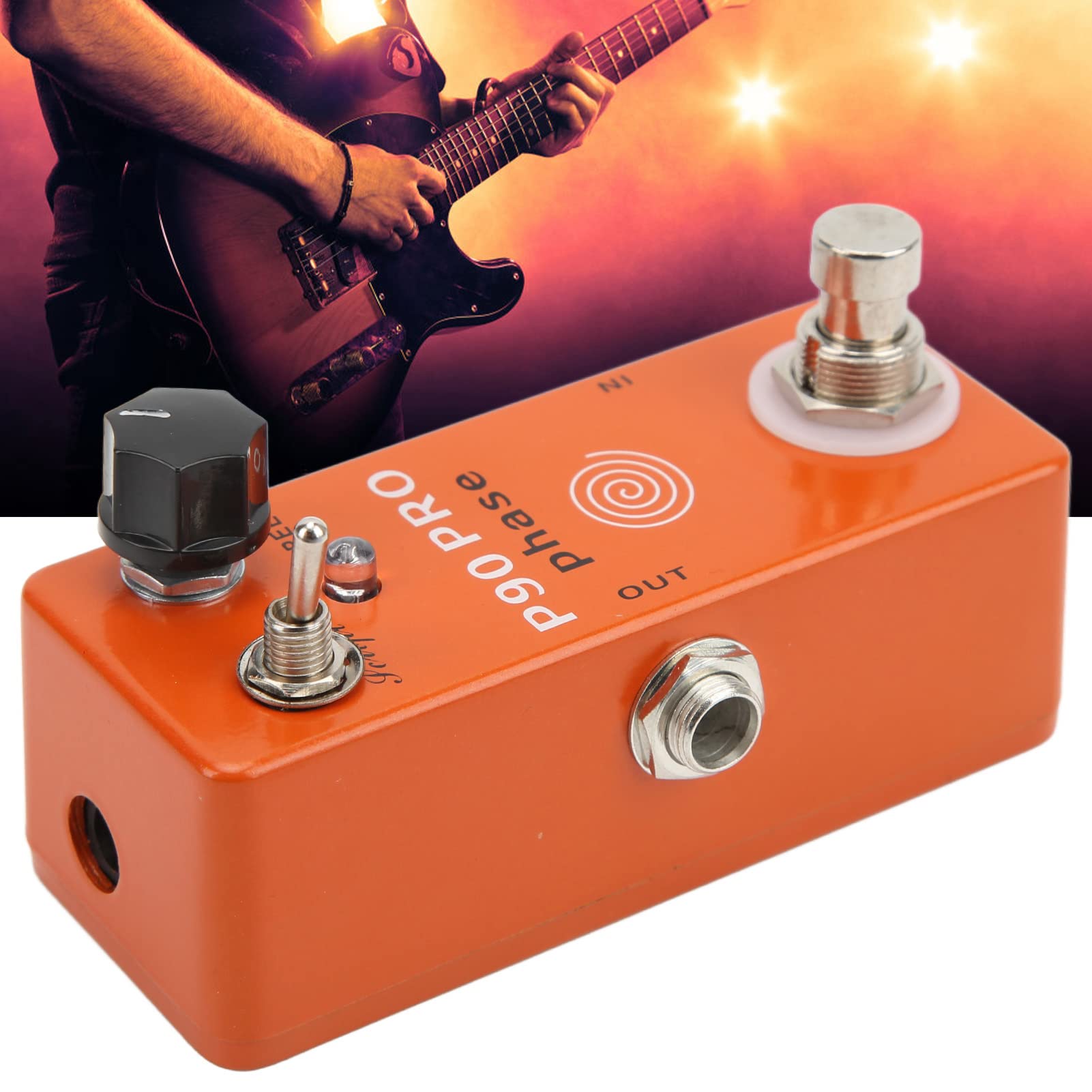 Manopola di Regolazione della Velocità in Metallo Effetto Fase Pedale Phaser per Chitarra Elettrica con SCRIPT Awitch con True Bypass Orange DC9V