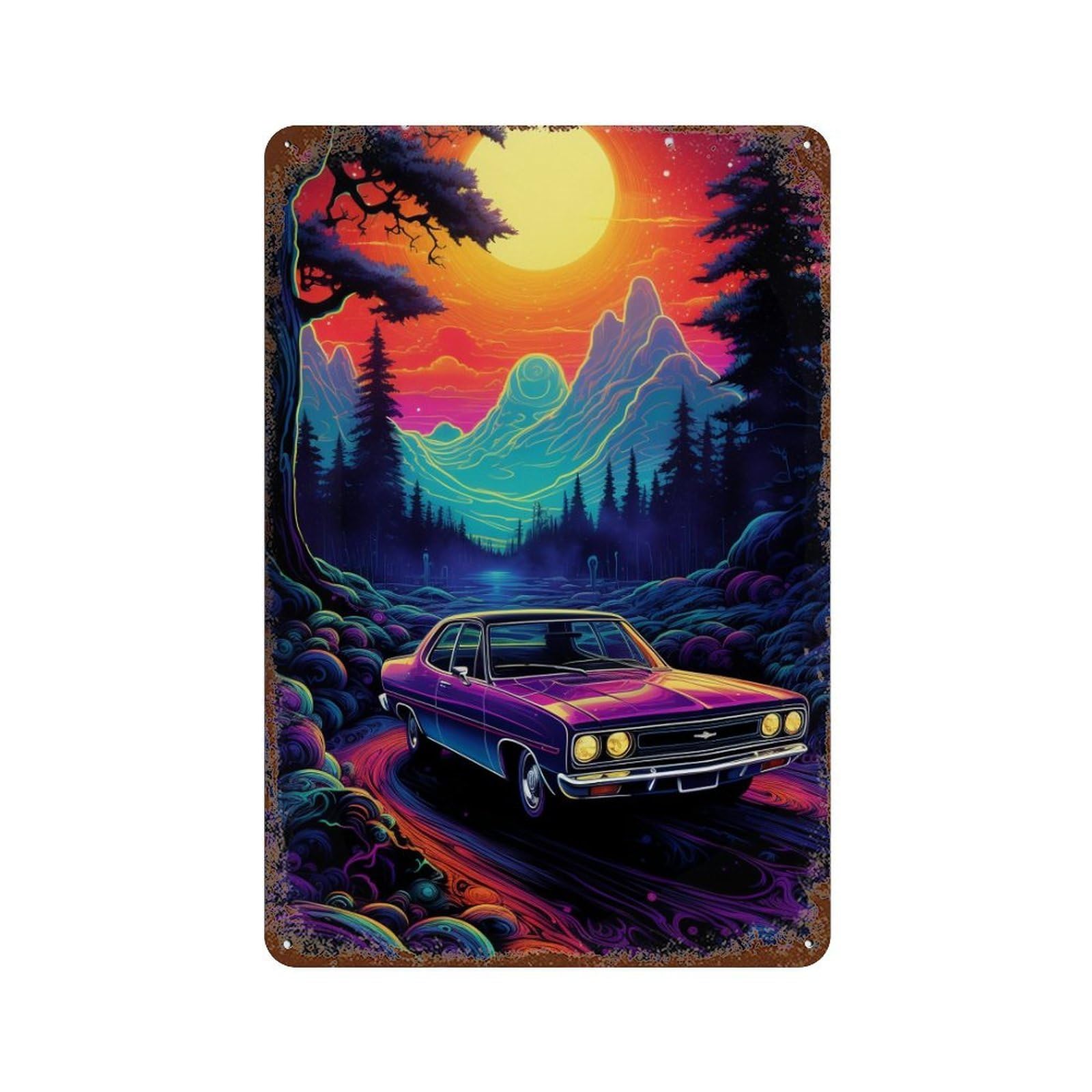 Forest Drive-3 11.8"x7.9" Decorative Tin Sign, Retro Wall Decor for Garage, Bar And Workshop Decor