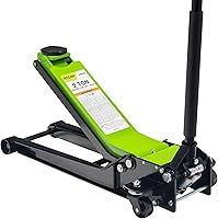 Vista 1 de ARCAN Gato de piso de acero de perfil bajo de alcance extra largo de 2 toneladas, pistones de bomba doble, rango de elevación de 2.75 a 24 pulgadas