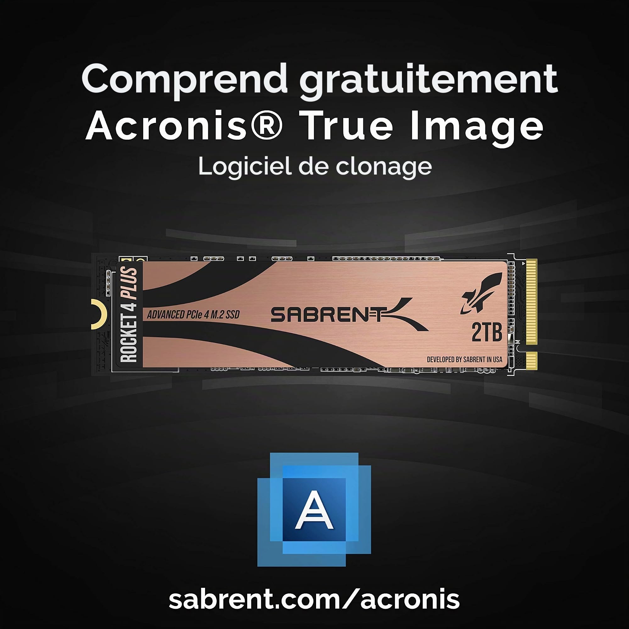 SABRENT M.2 NVMe SSD 2To Gen4, SSD Interne 7100Mo/s en Lecture, Disque Dur Interne PCIe 4.0 pour Les Joueurs, Compatible avec PlayStation 5, Console PS5, PC, Laptop, Desktop, NUC (SB-RKT4P-2TB)