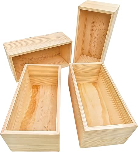 Miniatura 14 de Paquete de 4 Cajas Organizadoras de Almacenamiento de Manualidades de Madera Sin Terminar, Caja de Madera Rectangular de 6 x 4 x 2.4 pulgadas, Caja