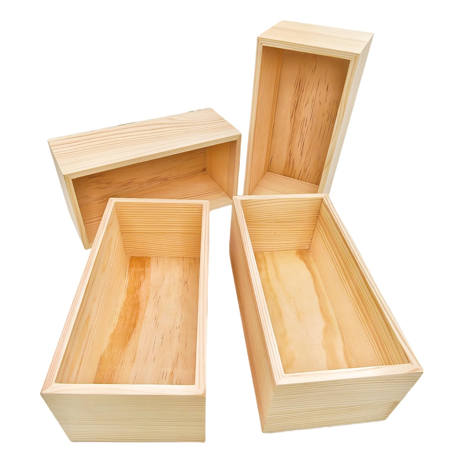 Anktily 4 Pack Unfinished Wooden Craft Storage Organiser Boxes, 20 x 10 x 8 cm Rectangle Wood Box, Rustic Natural Wood Container Box for Home Venue Decor — image 1