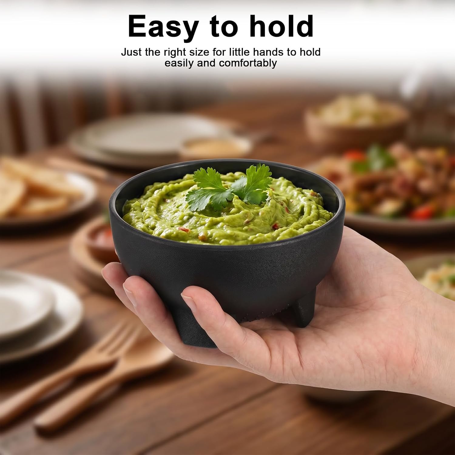 16 Salsa Bowls for Party, 4.3" Plastic Guacamole Bowls Black Chip Bowls