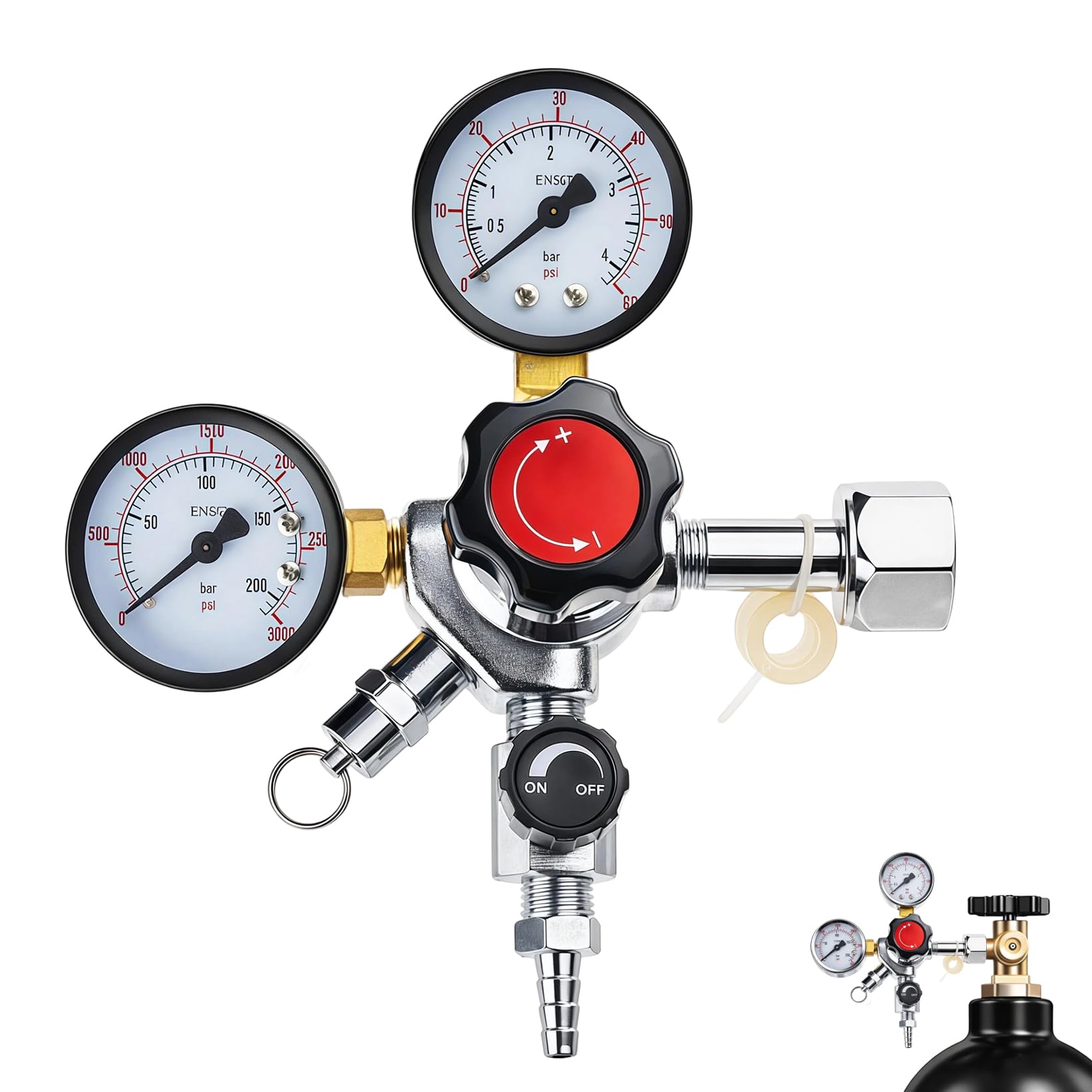 CO2 Druckminderer, W21.8 CO2 Druckminderer mit Doppelmanometer und Druckbegrenzungsventil für Biermaschine Regler des CO2-Gasflaschenreglers Bierherstellung