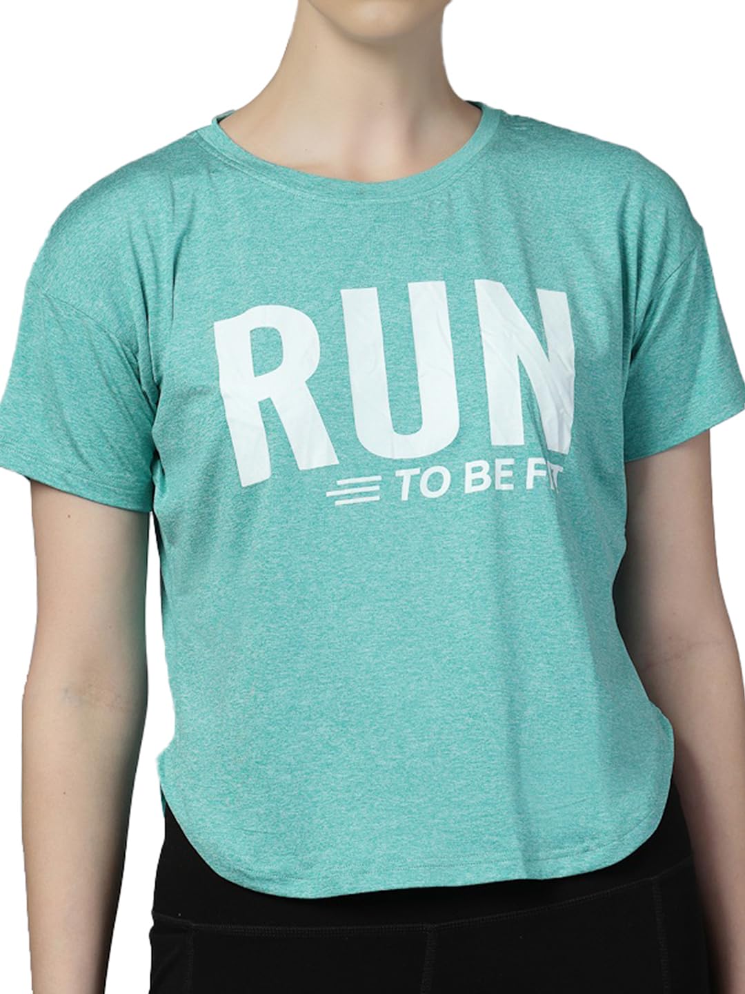 CHKOKKOWomen's Active Sports Wear Regular Fit Short Sleeve Round Neck Stylish Printed Apple Cut T-Shirt Soft Breathable and Gym Tee for Yoga Running & Fitness