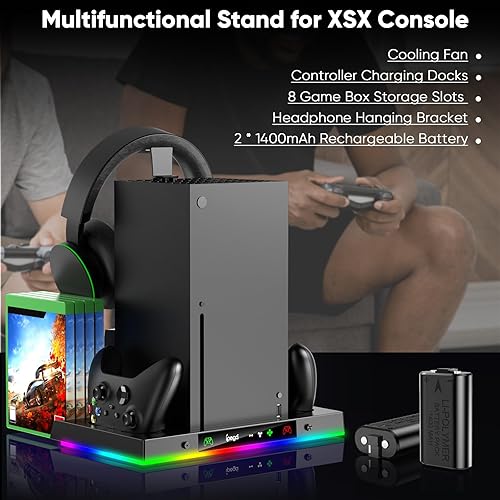 Miniatura 8 de Soporte de ventilador de refrigeración para Xbox Series X con luces RBG