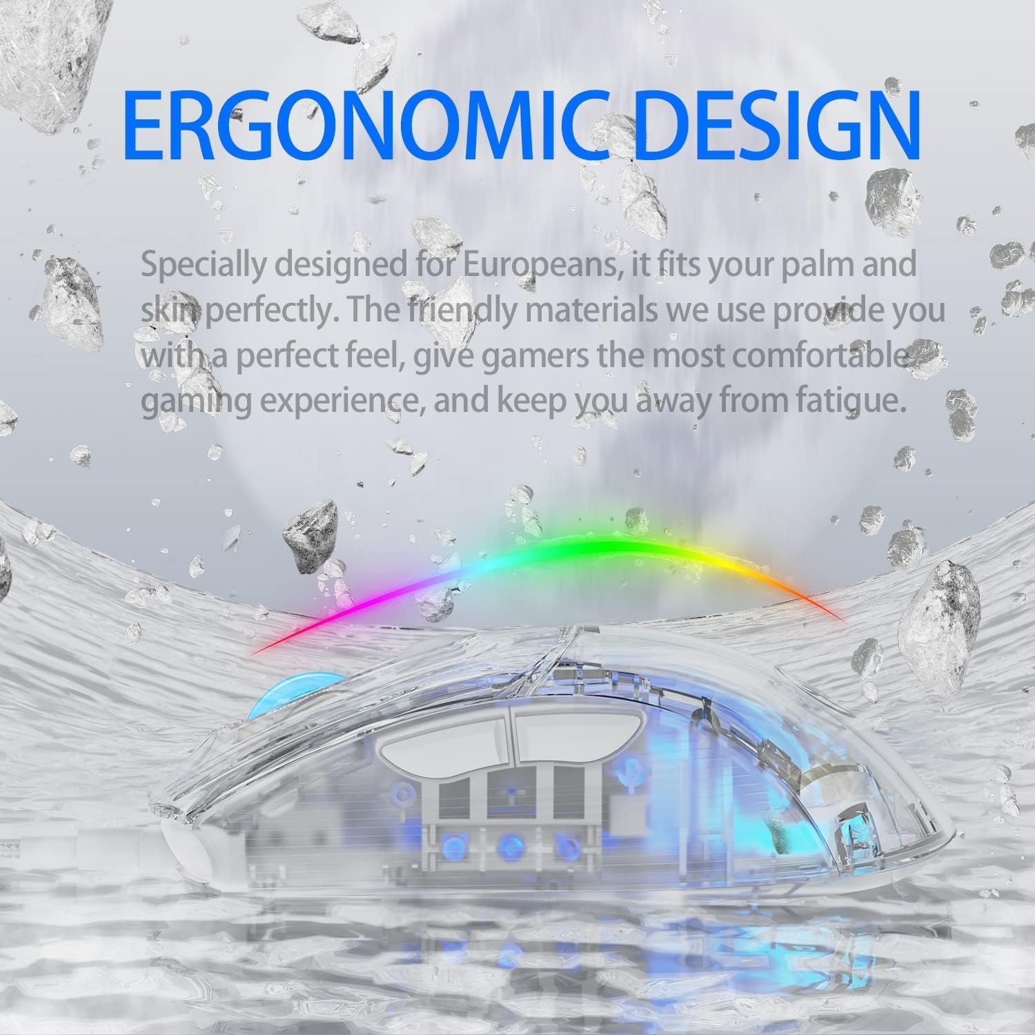 Wired Gaming Mouse with Transparent Chroma RGB Lighting,1,2800 Max DPI High Precision,Multi-Button Ergonomic Design,Wired Computer Mice for Windows/Mac,PC,PS5, Laptop,White-X400