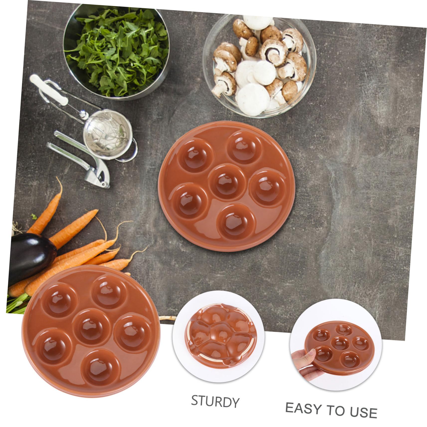 LABRIMP Piatto e Lavorazione Fine Marrone in Ceramica per Lumache Spesso e Stabile Design Semplice senza Bordo Ruvido per Cottura in Forno e Barbecue