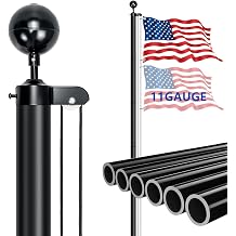 25 Ft Flag Pole For Outside House, 11 Gauge, Heavy Duty Flag Poles In Ground, Wind Resistance, Black, Extra Thick Aluminum Flagpole Kit with Flag For Residential, Commercial, Patriotic Displays