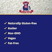 Vista 6 de Arroz jazmín elefante 817 blanco hom mali tailandés, 2 libras (paquete de 2)