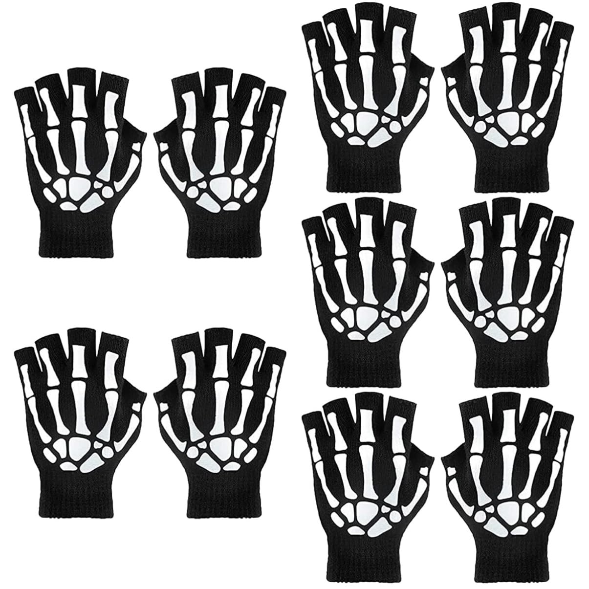 CALLARON Guantes calaveras luminosos guantes negros sin dedos guantes de decoración de halloween fato halloween guantillas guante de ciclismo con estilo guantes luminosos de fiesta