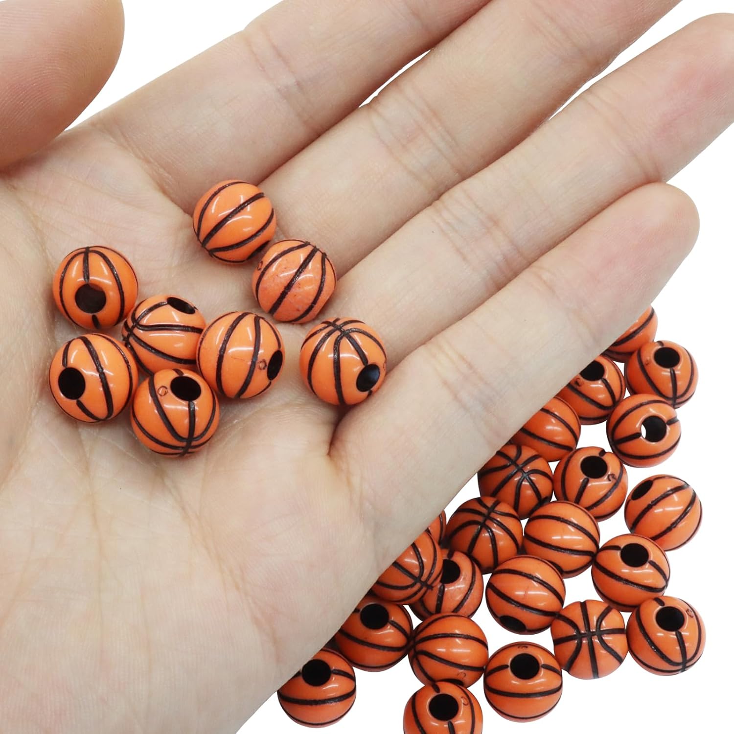 Hordion 100pcs Professional Basketball Sports Beads, Big Hole Spacer Beads for Expert Crafting - Image 5