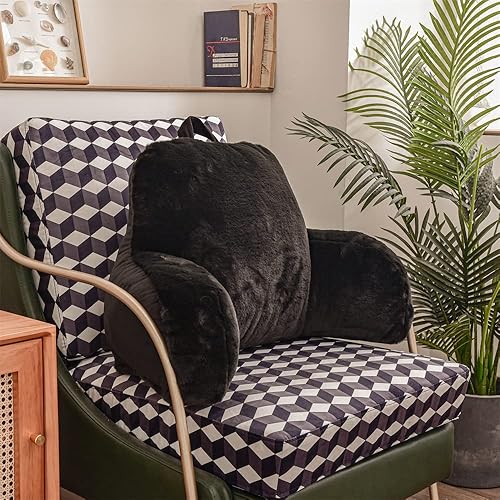 Miniatura 8 de Holawakaka Almohada grande de piel sintética con brazos, almohadas de lectura de piel de conejo perfectas para adultos, adolescentes, niños, brazos,