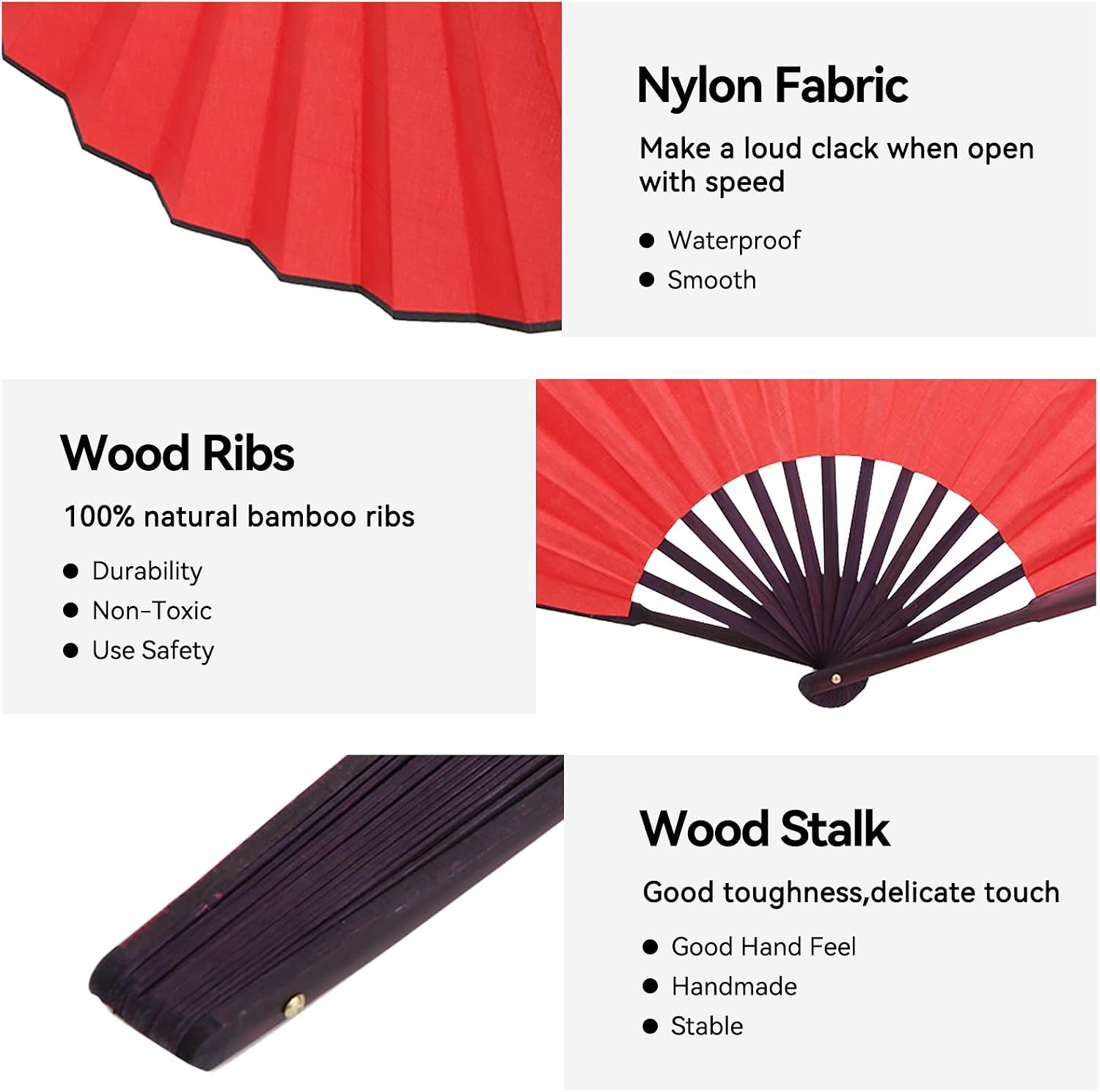 HERCHR Portable Foldable Fan Handheld, Large Folding Fan Belly Dance Fans Chinese Fans Folding Fan for Performance, Festival, Events, Gift, Craft, Dance, Decorations image 4