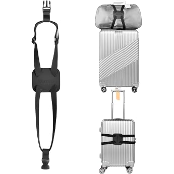 Luggage Straps Elastic Additional Bag Strap for Easy Travel Adjustable Suitcase Strap with Buckles Black/Black