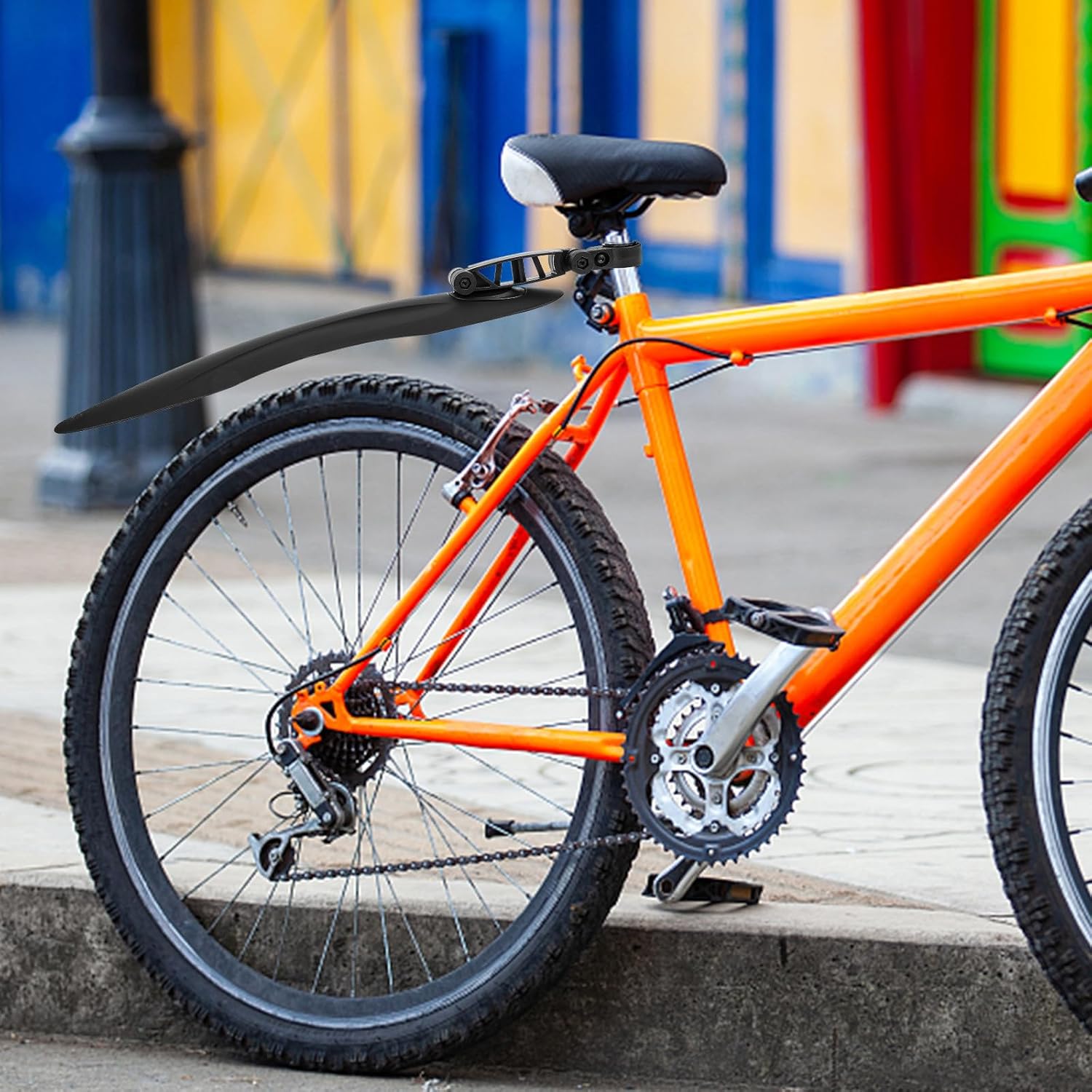 Housoutil Mountain Bike Mudguard 26-27.5 Inch Adjustable Plastic Bicycle Fender Mudguard Accessories Black Cycling Protective Splash Guard for Off-Road Riding