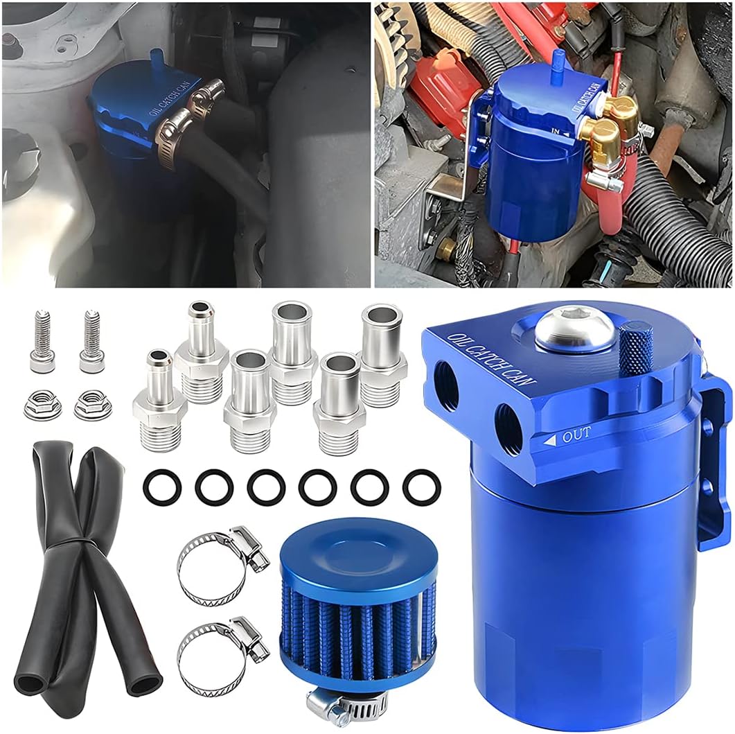 Oil Catch Can Kit Reservoir Baffled Tank With Breather Filter Universal Aluminum - Foto 8