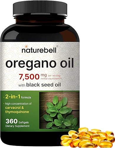 NatureBell Aceite de orégano 7,500 mg con aceite de semilla negra, 360 cápsulas blandas  Suministro de aceites esenciales para la salud inmunológica disponible en Yaxa Venezuela