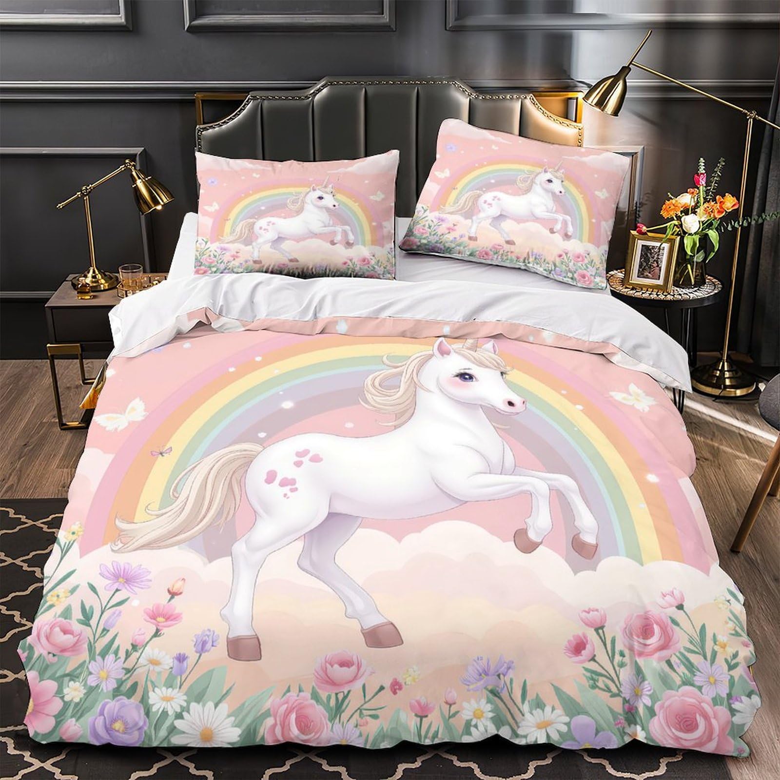 Parure de lit licorne pour chambre d'enfant et adulte adepte de décoration fantaisie 3D