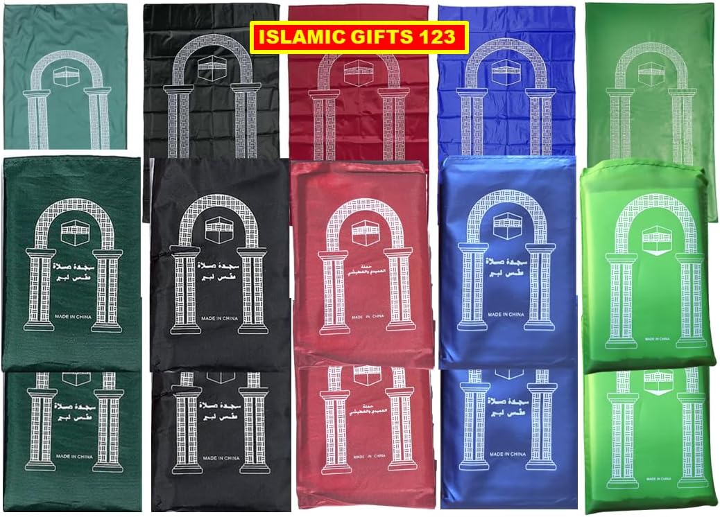 Set 60 Pockets Prayer Rug Mat Travel Portable Gift Outdoor Namaz Muslim Islamic Musallah Foldable Waterproof Slalat Gift Ramadan Islamic Gifts Bulk