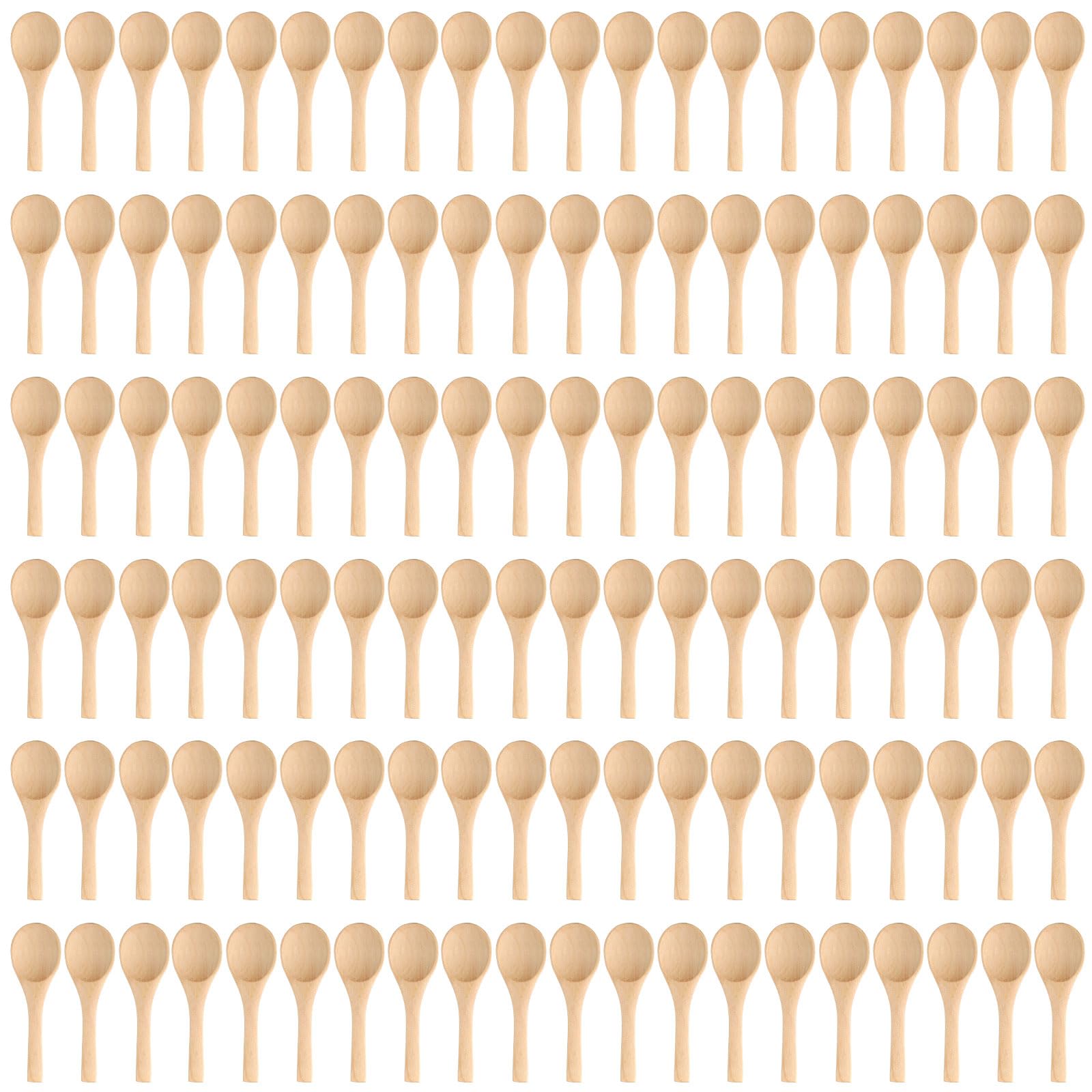 Boao 500 Pcs Small Wooden Spoons, 3.5'' L Mini Spoon for Honey, Sugar, Salt