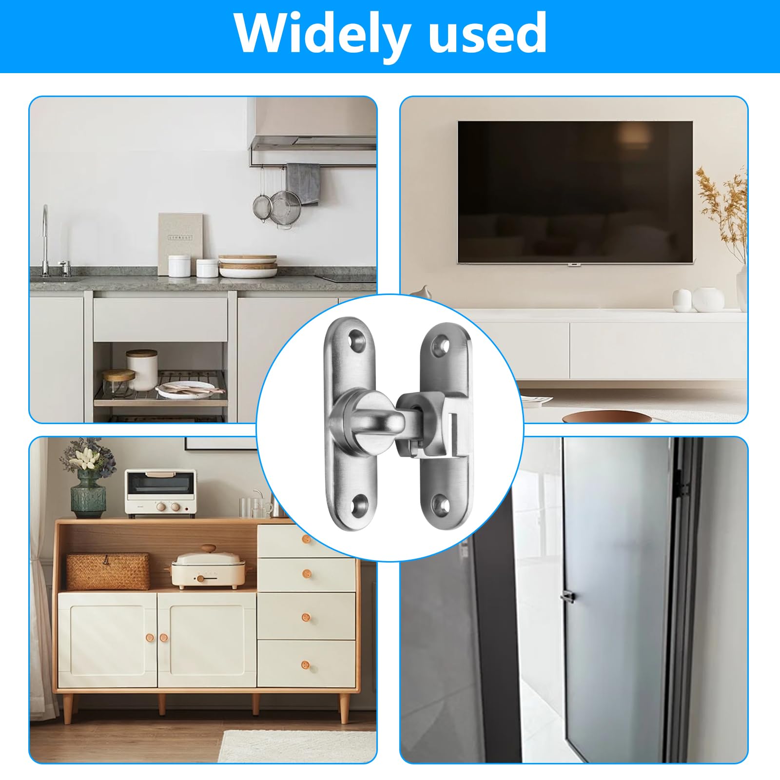 Chiavistello Per Porta Scorrevole In Lega Di Alluminio, Serratura Interna A 90/180 Gradi Per Ante In Legno, Con Viti Incluse, Ideale Per Cucina, Camera, Bagno E Studio – Colore Grigio
