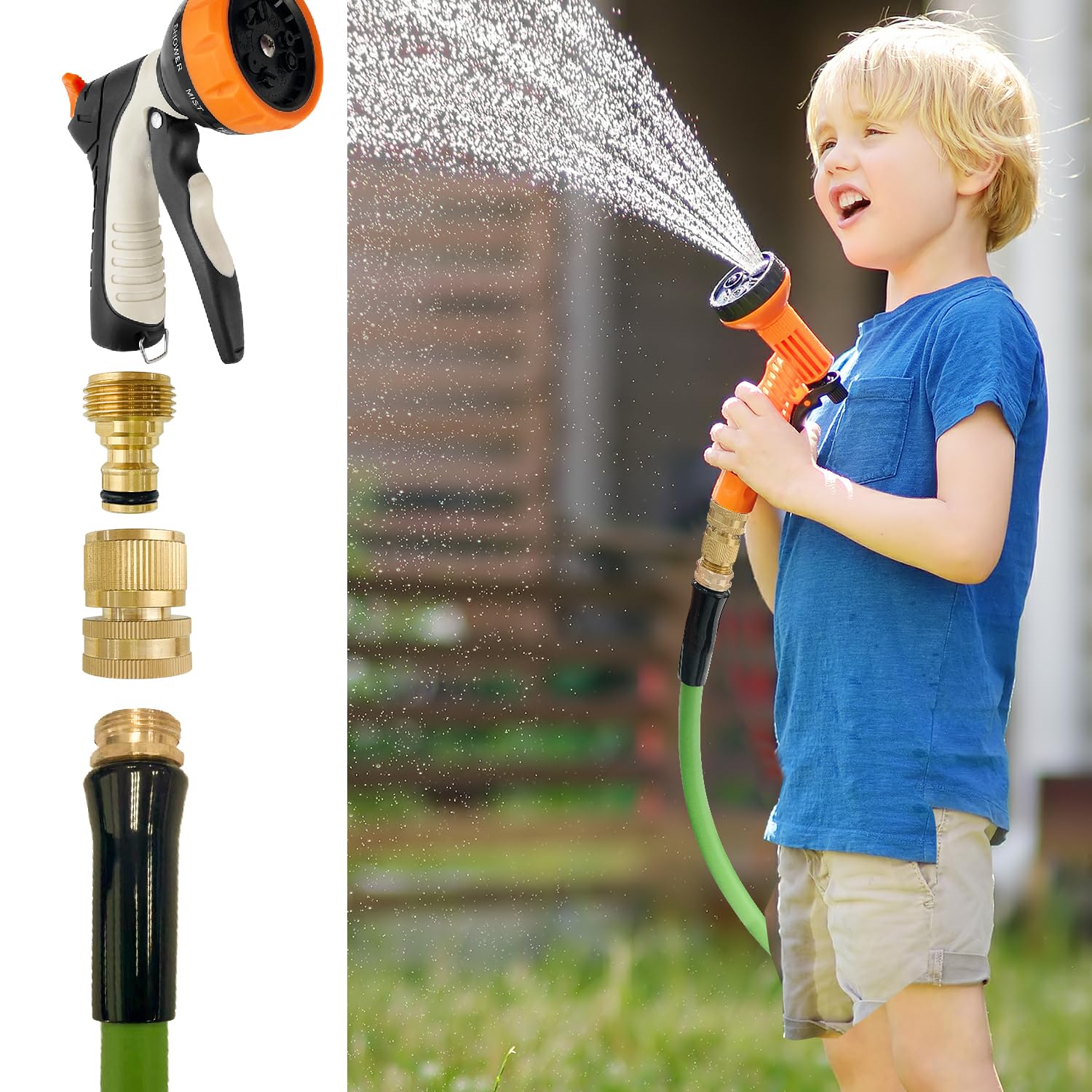 8er-Set Gartenschlauch-Schnellverbinder, massives Messing, 3/4 Zoll GHT-Gewindeverschraubungen, robuster auslaufsicherer Wasserschlauch-Adapter mit Buchse und Außengewinde