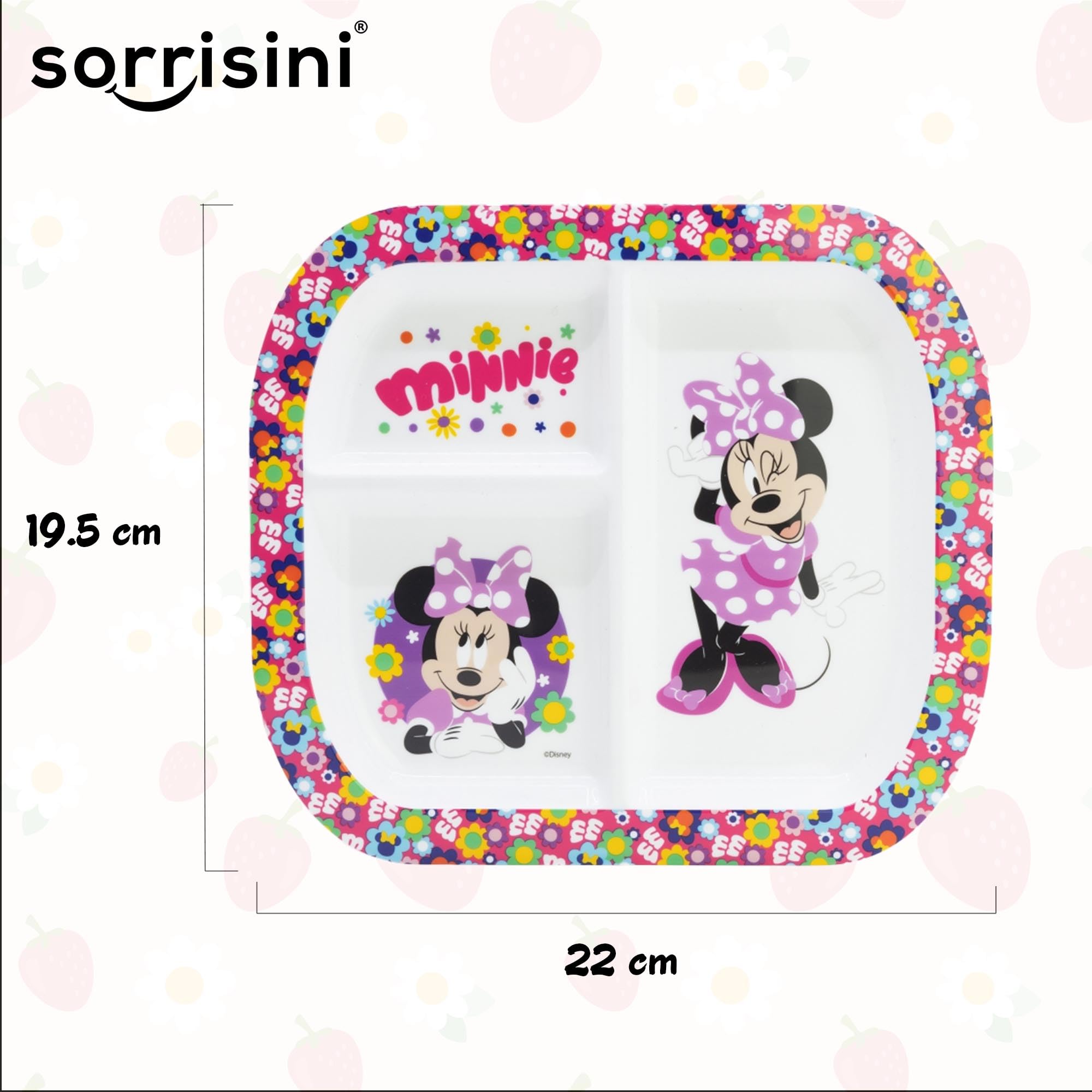 Vajilla Reutilizable Para Microondas Minnie, 3 Piezas Partidos, Primer Juego de Destete con Plato, Cubiertos de Acero Inoxidable, Platos de Plástico Microondables