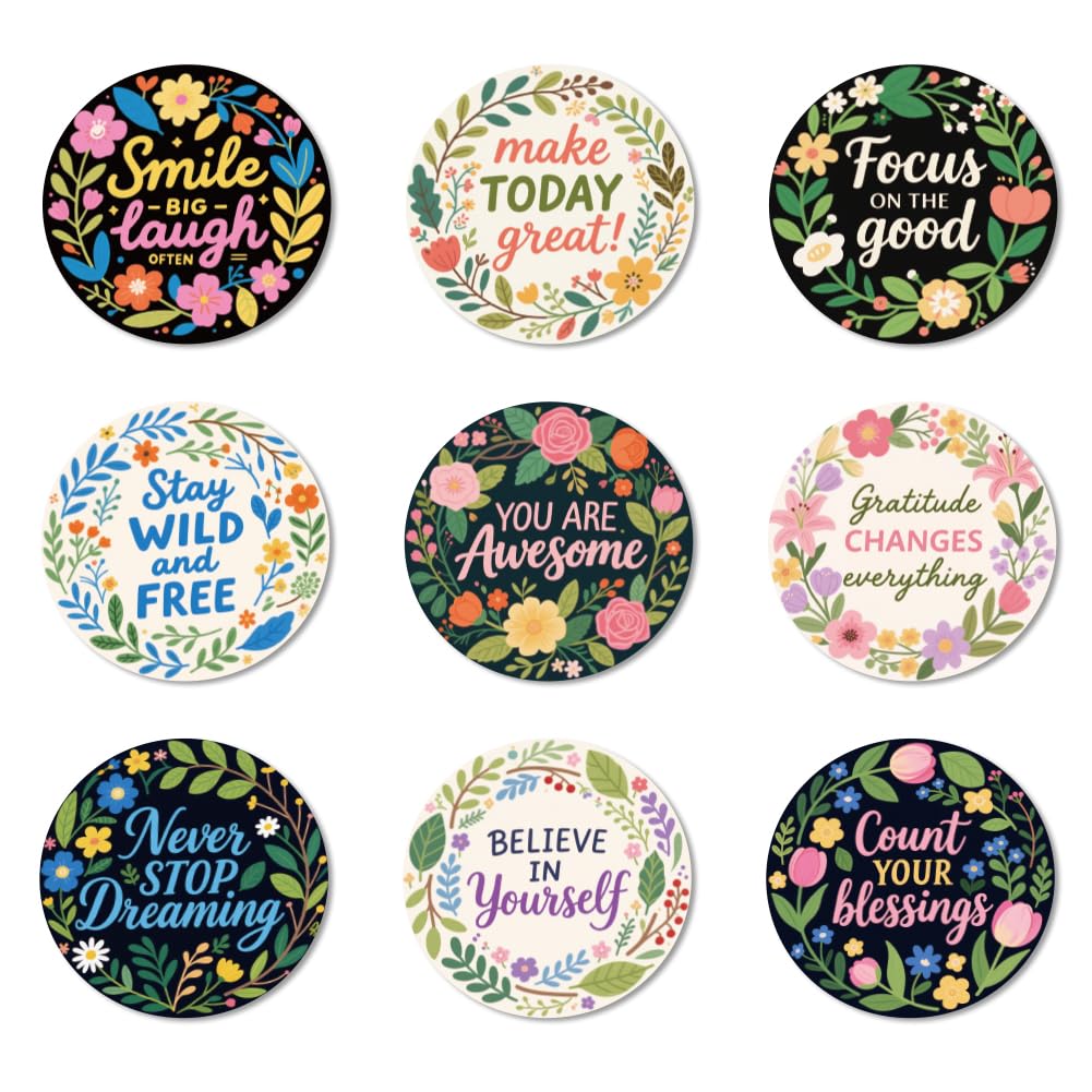 ANATTASOUL Inspirational Quotes Wood Coasters Set of 9 for Coffee Table