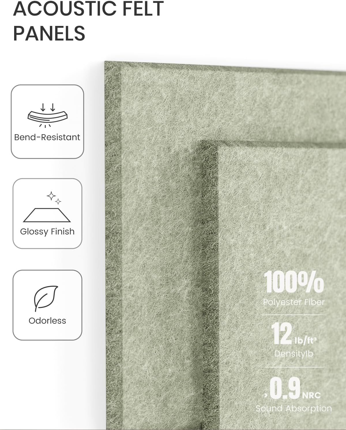 Large Felt Bulletin Board 36"x24" Cork Board Alternative - 6 Pack with 40 Safe Removable Adhesive Tabs, Cork Boards for Walls for Home Office Classroom Pin Board - Sage Green