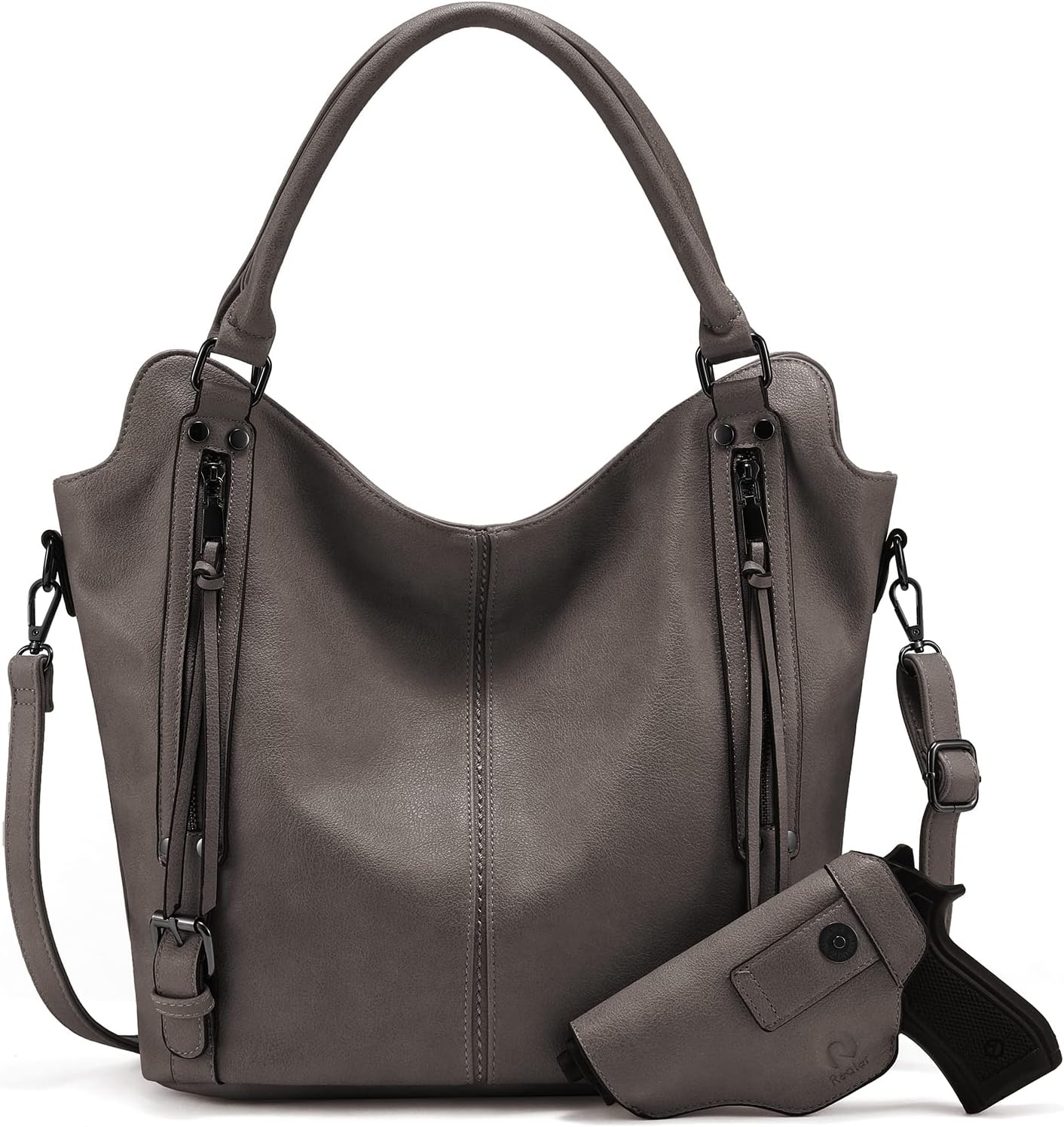 Concealed Carry Hobo Purse for Women Faux Leather Crossbody Shoulder Bags Large Tote Bag with Detachable Holster