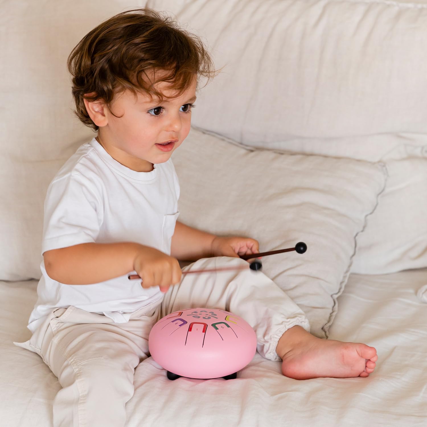 BABY TAMBÚ. Stahlzungentrommel. 6 Zoll (15 cm). Metallzungentrommel mit 8 Tönen. Handpan-Trommel, Metallisches Percussionsinstrument (Rosa - Pinky Winky)