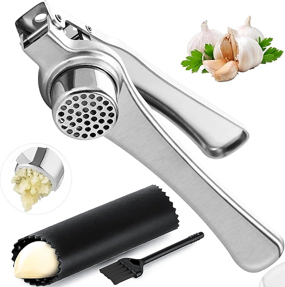 Edelstahl Knoblauchpresse - 5-in-1 Multifunktional Spülmaschinenfest
