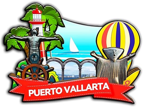 Imán de madera para nevera de Puerto Vallarta México, monumentos 3D, recuerdos coleccionables, decoración hecha a mano -1999