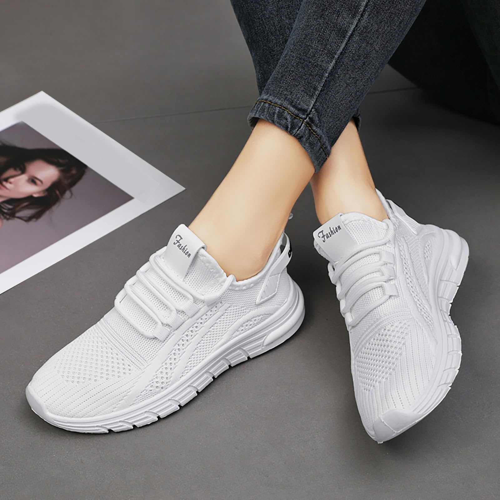 Zapatillas deportivas para mujer, con cordones, informales, con amortiguación máxima, para caminar, tenis para mujer, transpirables, de malla, zapatillas deportivas ligeras
