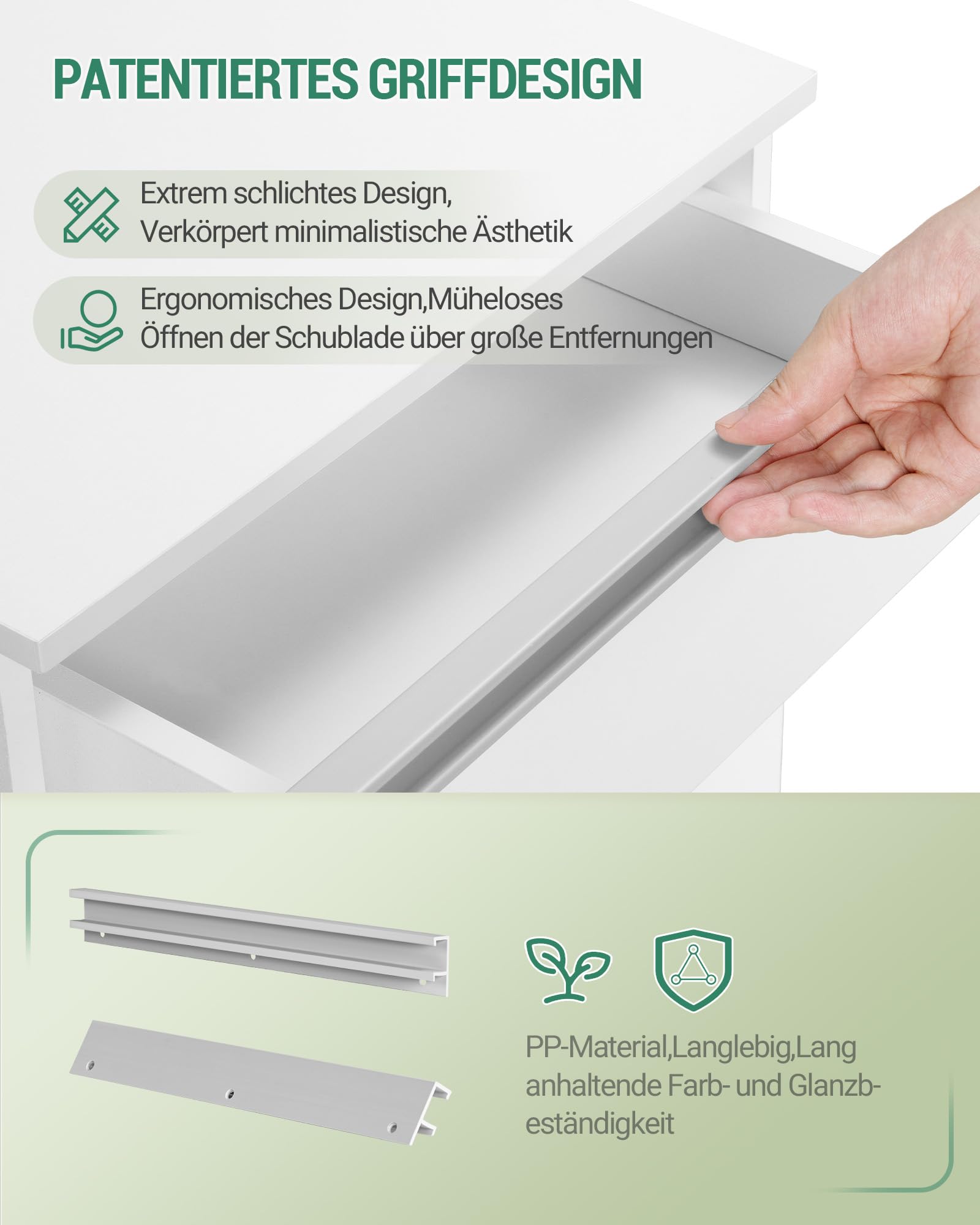 Hzuaneri Rollcontainer, mobiler Aktenschrank, Schubladenschrank mit 5 Schubladen, Lagerschrank für Büro und Homeoffice, Weiß 40 x 40 x 70 cm FC55503X