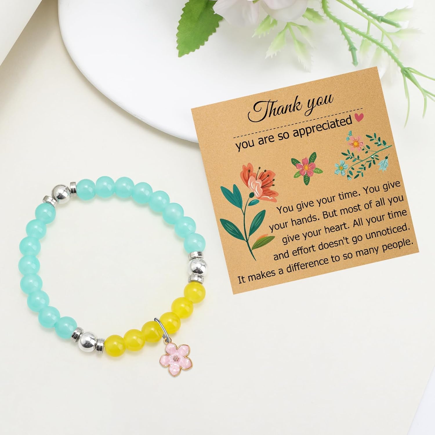 Thank You Beaded Bracelet for Women Appreciation Gift for Teacher Coworker Colleague Thank You Gifts for Teacher Nurse Boss Inspirational Beads Bracelets for Female Christmas Birthday Stretch Jewelry - Image 5