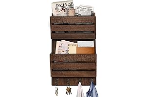 Rustic Wall-Mounted Mail Organizer with Key Hooks: Keep Your Space Neat and Stylish!
