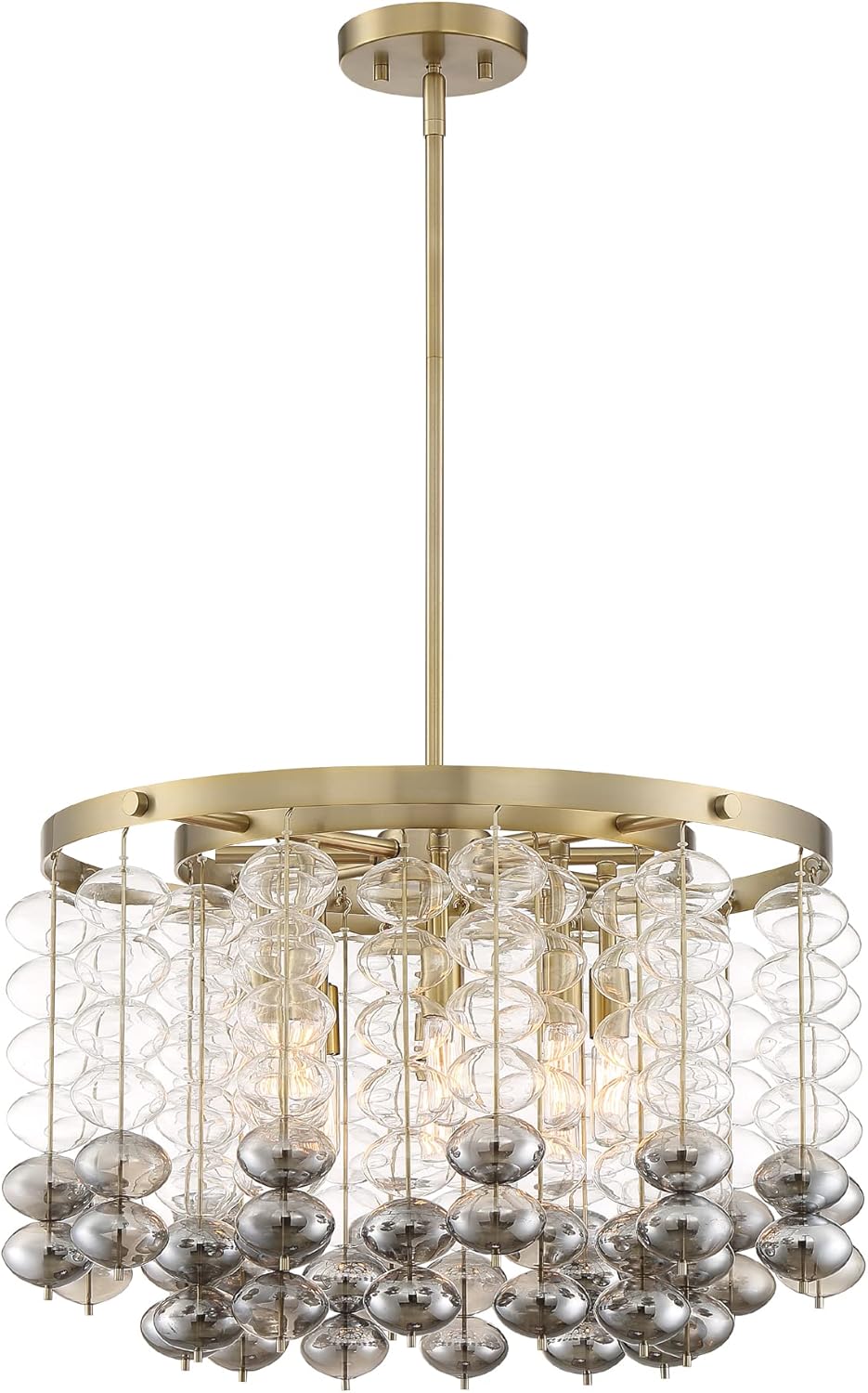 Designers Fountain Villa Rose 8-Light Chandelier with Clear Smoke Glass, Brushed Gold, D208C-8CH-BG
