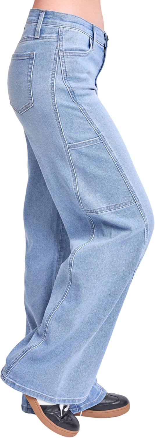 YMI Women's High Rise Wide Leg Cargo Jeans, P201011 - Image 2