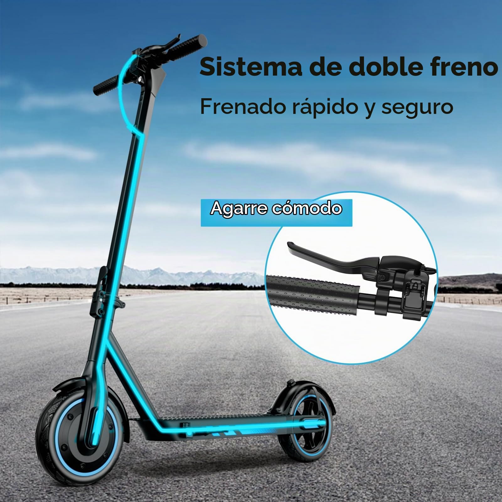 EGGKING Patinete Electrico Adultos, Potencia Nominal 500W, Autonomía 35 Km, App Control, 25Km/h, 10.5Ah Batería, 10" Neumático, Luces LED Delanteras/Traseras, 3 Modos De Elocidad