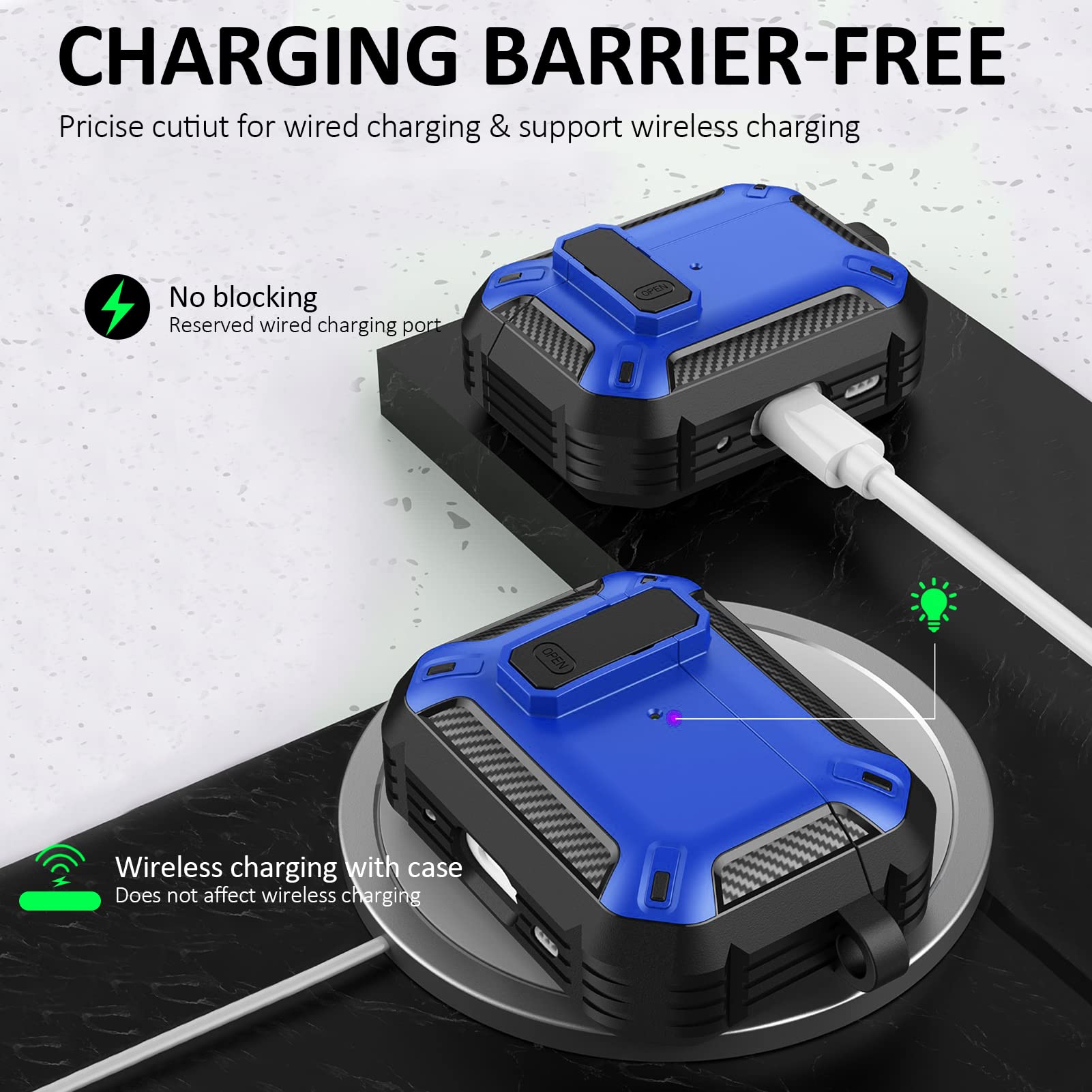 Custodia Elago Armor Per AirPods 4 - Silicone Resistente, Con Moschettone, Ricarica Wireless Compatibile, Nero - Foto 6