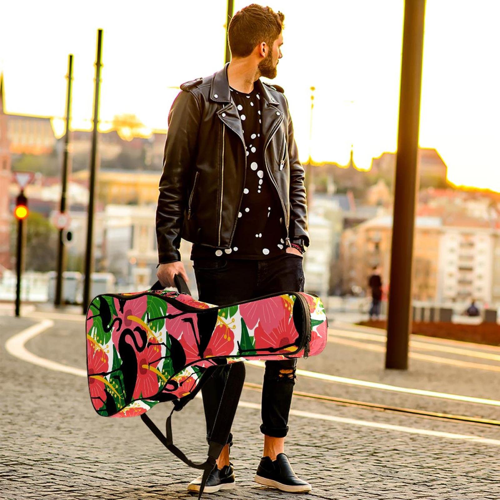 Torba na gitarę akustyczną wodoodporna gitara plecak gruby miękki wyściełany zwierzę sowa klasyczna gitara obudowa, kolor2, 42.9x16.9x4.7 in, Organizer do torby