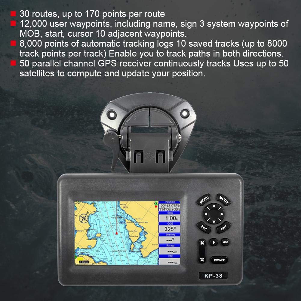 GPS Kartenplotter Boot Marine Navigator, 5 Zoll Farb-LCD IPX5 Wasserdichter Satellitennavigator für Boote