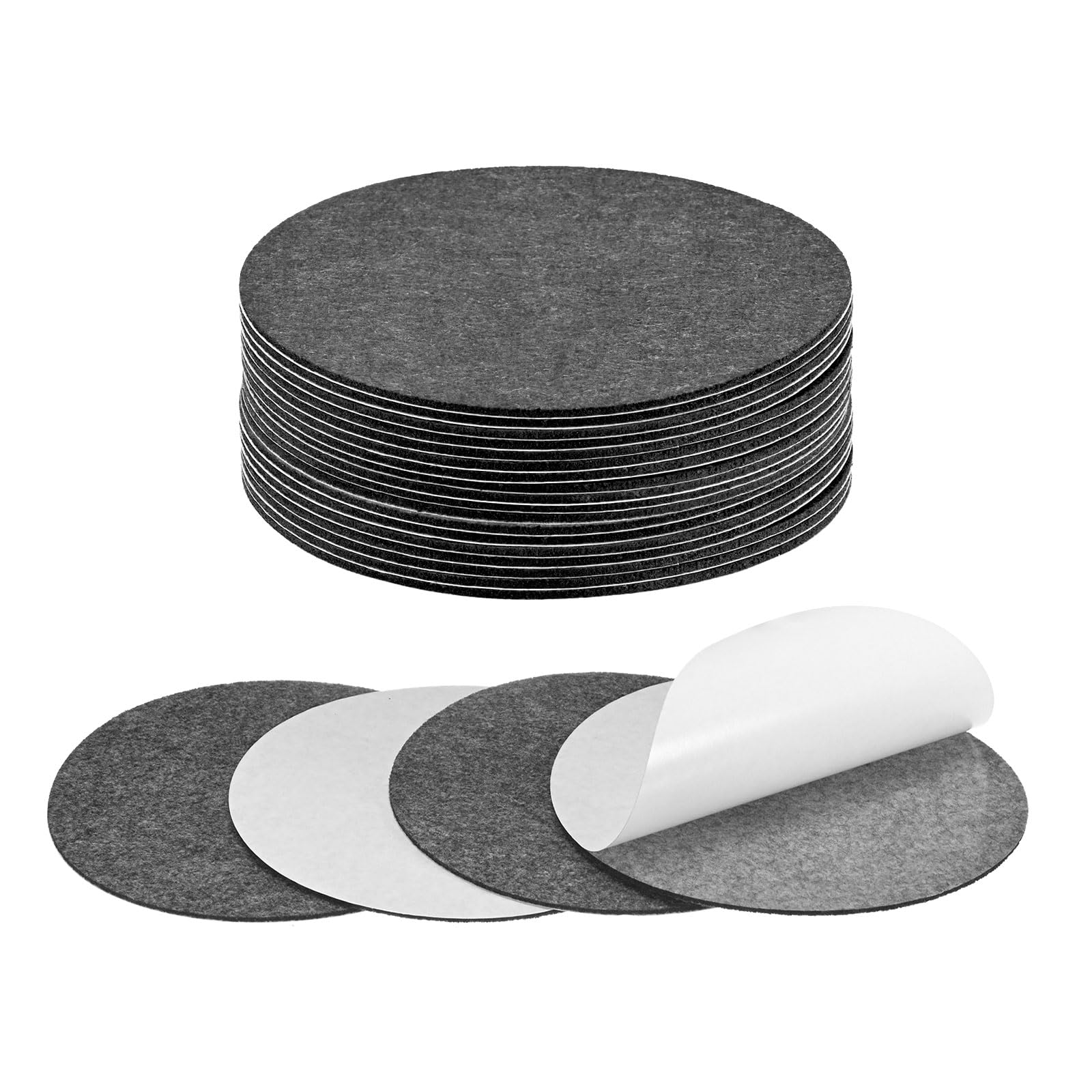 M METERXITY 20-Pack Lamp Base Felt, 6 Inch Dia. 2mm Thick Self Adhesive Round Fabric Felt Pads for Lamp/Furniture/DIY, Non-Slip Fiber Backed Patch Circles with Adhesive Backing [Grey]