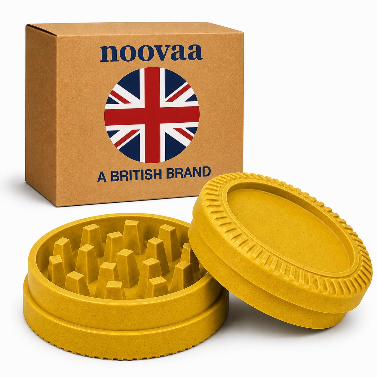 Noovaa Biodegradable Herb Grinder – Lightweight and Durable Manual Grinder – Sharp Teeth – Eco-Friendly, Metal-Free – Ideal for Herbs, Spices and Daily Use (Yellow)