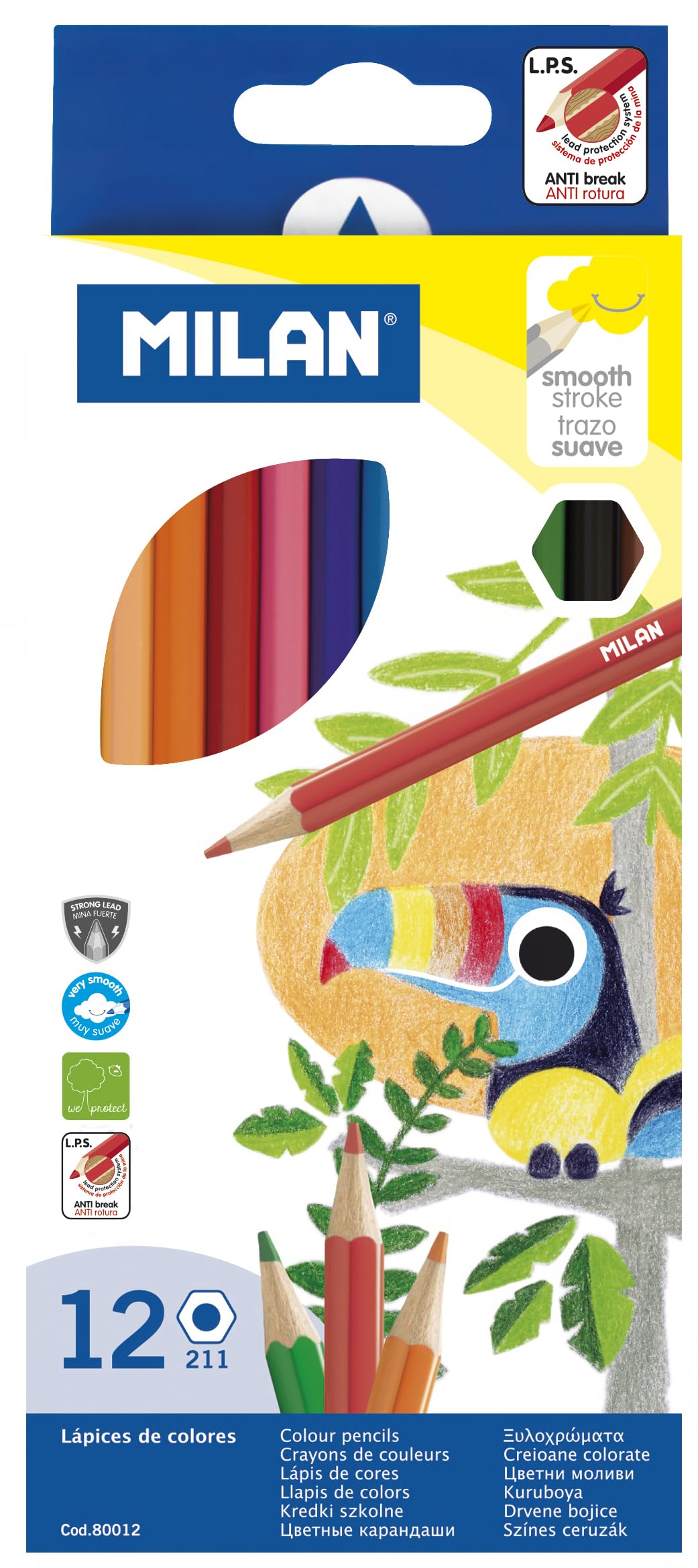 Caja 12 lápices de Colores hexágonales 211